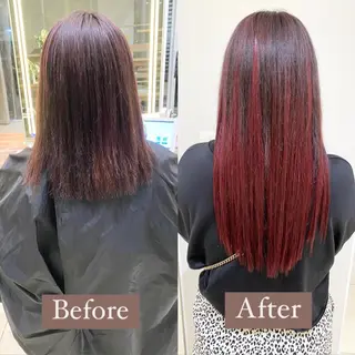 ロング カラー エクステ／インナー カラー 礒野朱里のヘアスタイル