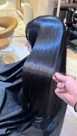 セミロング ブリーチなしダブル カラー縮毛矯正　下野のヘアスタイル