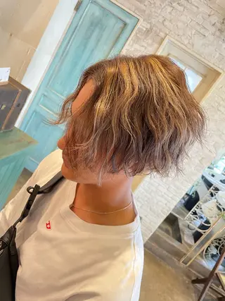 カラー パーマ メンズ メンズカット ボブ/米崎駿也のヘアスタイル