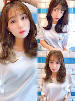 ミディアム 新宿/小顔レイヤー/ 顔まわり/西慶太朗のヘアスタイル