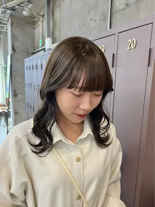 ミディアム カラー パーマ/オリーブ/ 酸性ストレート/ゆなのヘアスタイル