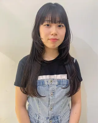 ロング ボブ ブリーチ/miinaのヘアスタイル