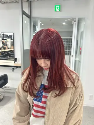 セミロング カラー 愛結 暖色カラー🎀🩰のヘアスタイル