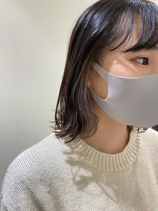 ミディアム カラー 細めハイライト🩶 ボブ/レイヤーカットのヘアスタイル