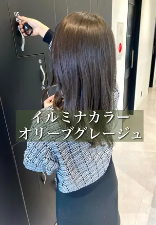 ミディアム カラー パーマ ヘアアレンジ メンズ キッズ ネイル マツエク・マツパ アイブロウ 髪質改善水素TR× レイヤーカット/熊澤のヘアスタイル