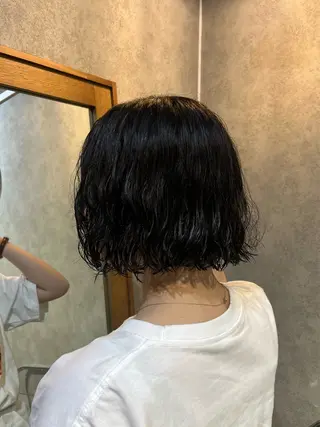ショート パーマ ボブ/ボブパーマ/ オリーブカラー/モエのヘアスタイル