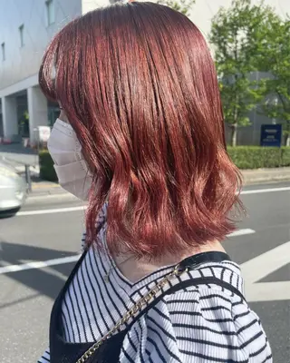 ミディアム カラー ヘアアレンジ 髪質改善カラー&TR 縮毛矯正/弱酸性矯正のヘアスタイル