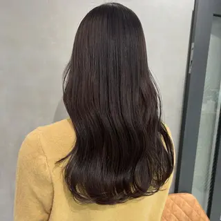 セミロング カラー 🫧オリーブ/赤み消 し/暗髪🫧野本麗奈のヘアスタイル