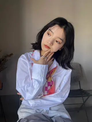 ミディアム カラー MINX The pass所属・透明感ケアカラー/ レイヤー/ryokaのヘアスタイル