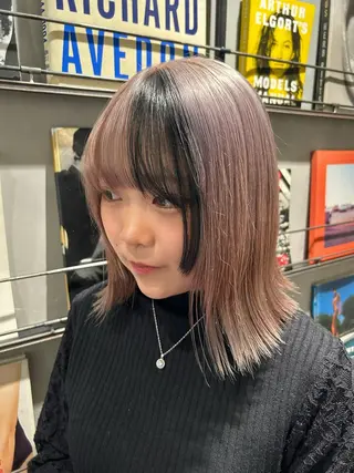 セミロング カラー デザインカラー❤︎ イシイレイのヘアスタイル