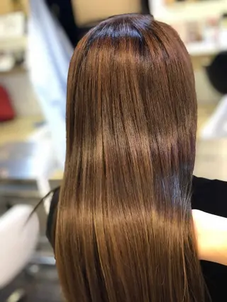 セミロング カラー 縮毛矯正　野口 恵のヘアスタイル