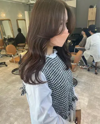 セミロング カラー 縮毛矯正×韓国ヘア ×髪質改善×レイヤーのヘアスタイル