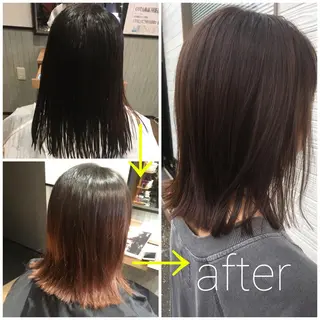 ミディアム カラー ビヨウシツトリコ よねたにみなのヘアスタイル