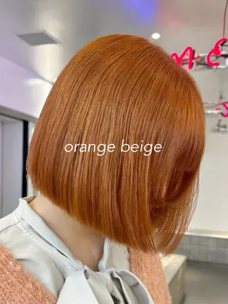 ミディアム カラー ヘアアレンジ 暖色ダブルカラーボブ レイヤー🌈AINAのヘアスタイル