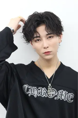 ミディアム カラー パーマ メンズ シースルーマッシュ/ メンズ/KYOHEIのヘアスタイル