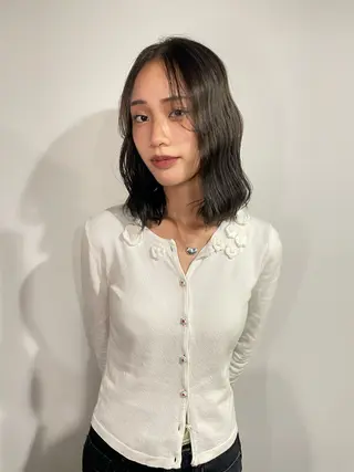 ミディアム カラー カットモデル/ ハイトーン/ゆうあのヘアスタイル