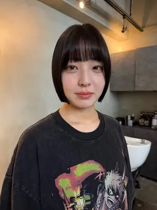 ショート 切りっぱなしボブ/ 小顔ボブNANAのヘアスタイル
