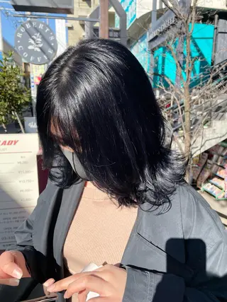 ミディアム カラー 艶カラー🌙縮毛矯正 /ボブ【Reina】のヘアスタイル