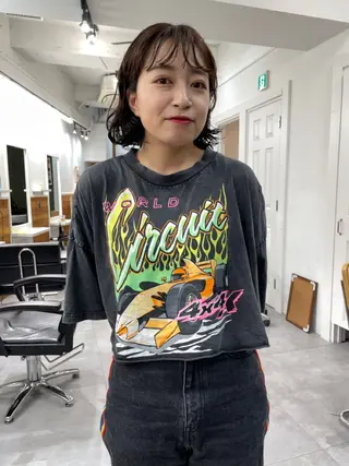 ミディアム カラー パーマ レイヤー/似合わせ TAKUYAのヘアスタイル