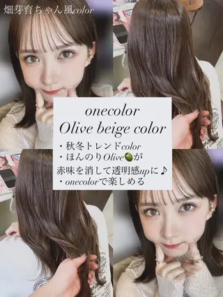 セミロング カラー 🤎うる艶ベージュ 🧸MAYUKA🤎のヘアスタイル