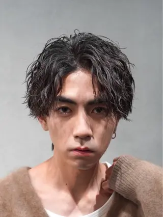 ミディアム パーマ メンズ fifth park 六反穂 龍介のヘアスタイル
