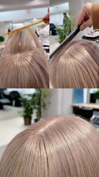 ロング カラー グレージュ× ボブ× ハイトーン　前田隆太のヘアスタイル