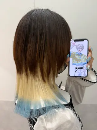 セミロング カラー インナーカラー/推し ウルフ/アニメカラーのヘアスタイル