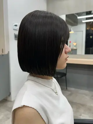 ショート 切りっぱなしボブ/ 小顔ボブNANAのヘアスタイル
