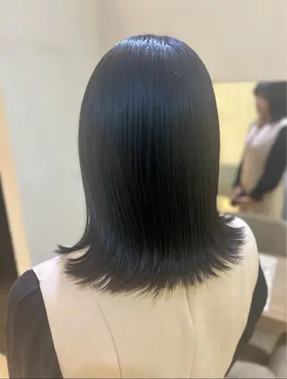 ミディアム パーマ 艶質改善/縮毛矯正 ササキナツミのヘアスタイル