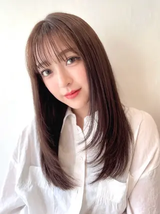 セミロング カラー 大人可愛い透明感🌟 小顔・韓国髪🌟野中のヘアスタイル