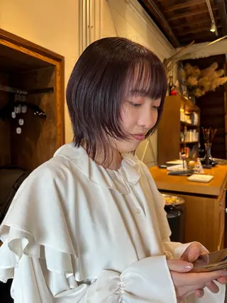 ミディアム カラー Chiho / 梅田 / ボブ/ パーマのヘアスタイル