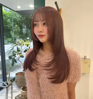セミロング カラー M所属・ハイトーン/透け感 カラー🎀真香のヘアスタイル