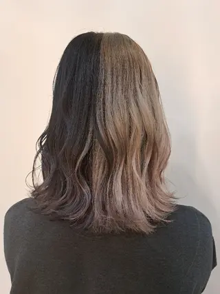 ミディアム カラー メンズ ヘアメイク ハイトーン キャロのヘアスタイル