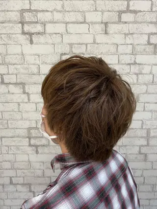 ショート カラー メンズ ブリーチなし艶カラー 東家のヘアスタイル