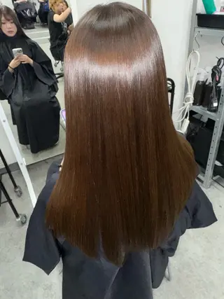 ロング カラー ヘアアレンジ 赤み消しブラウン プロ🐿けんご🐿のヘアスタイル