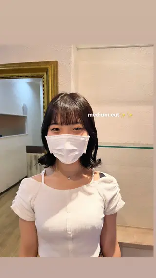 ミディアム 顔周りカット/ 似合わせ/momo/のヘアスタイル