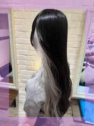 ロング カラー ヘアアレンジ 🦄ブリーチ💜エク ステ💜MIU🦄のヘアスタイル