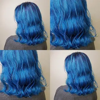 ミディアム ツヤ髪✨縮毛矯正 ハイトーンカラーのヘアスタイル