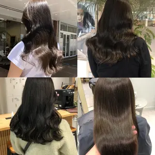 カラー レイヤー/顔まわり カット/地毛風カラーのヘアスタイル