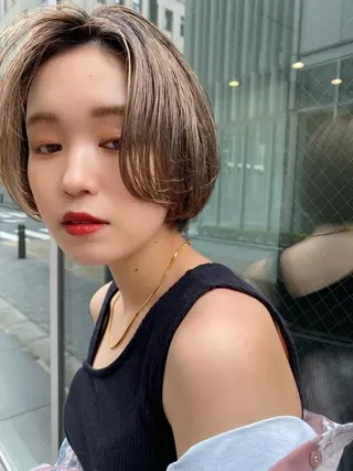 ショート カラー パーマ ヘアアレンジ Riposo.所属・✨艶髪✨ 奈須晴香のヘアスタイル