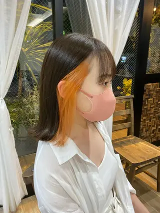 ミディアム カラー ヘアアレンジ あおい 🍒暖色カラーのヘアスタイル