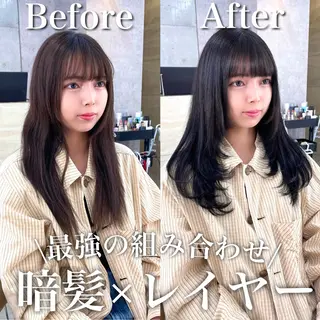 セミロング カラー 韓国ヘア🇰🇷 レイヤー/芝春樹のヘアスタイル