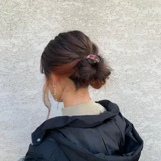 セミロング カラー ヘアアレンジ 韓国×巻ける髪質改善 💍maki💍のヘアスタイル