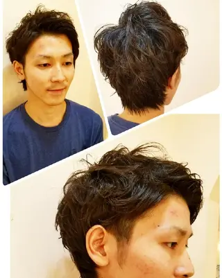 ショート メンズ パーマ EMANON名古屋所属・美谷添(ミヤゾエ) まどか大人ヘアサロンのヘアスタイル