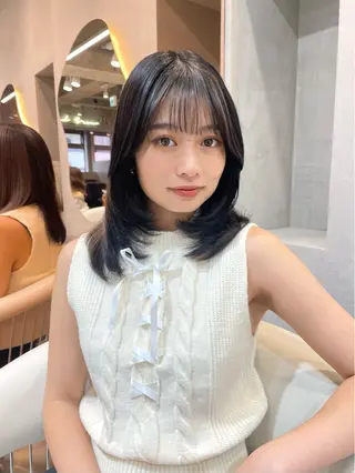 ミディアム カラー 美髪矯正 ブリーチな しダブル🍒❤ゆうきのヘアスタイル