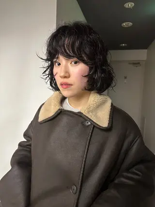 ショート カラー パーマ ボブ/レイヤー/ケア パーマ/リュウタのヘアスタイル