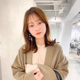 ミディアム カラー パーマ レイヤーカットのプロ 大人ヘア宮森貴志のヘアスタイル