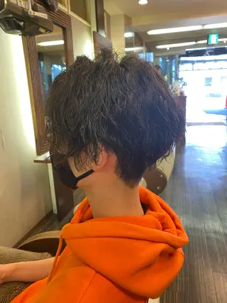 ミディアム パーマ ヘアアレンジ メンズ 加藤 瑠美のヘアスタイル