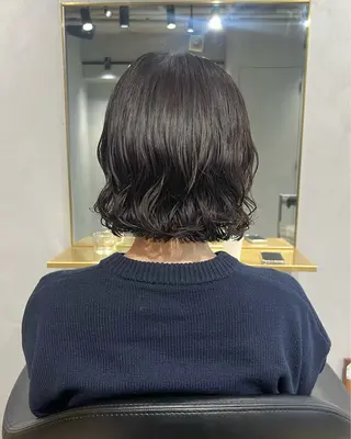 ミディアム パーマ 【arc】akane オリーブ/ベージュのヘアスタイル