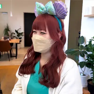 ミディアム カラー パーマ ヘアアレンジ メンズ キッズ ネイル マツエク・マツパ アイブロウ 顔周りcut/ 艶ワンカラー♥ちさきのヘアスタイル